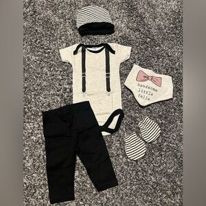 Baby 3-6mo Outfit Set with Suspenders and Bow Tie